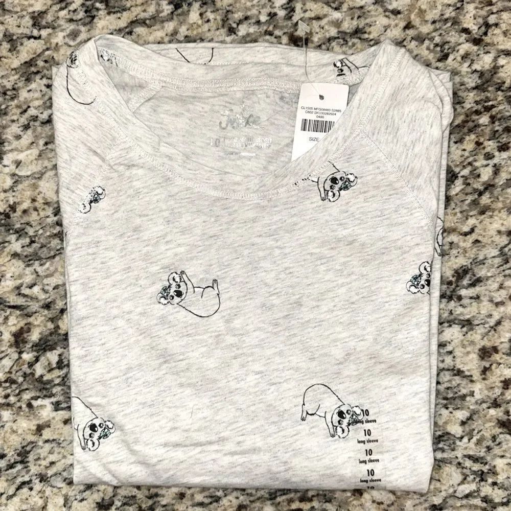Justice Heather Koala Gray Long Sleeve Tee girls size 10 brand new with tags